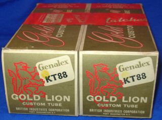 Rare Nos Factory Matched Pair Genelex Gold Lion Kt - 88 Vacuum Tubes 3