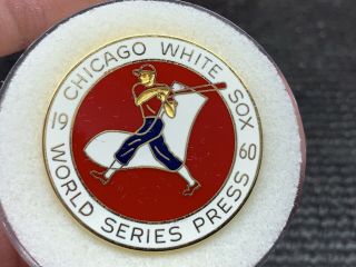 1960 Chicago White Sox Gorgeous Very Rare Design World Series Media Press Pin.