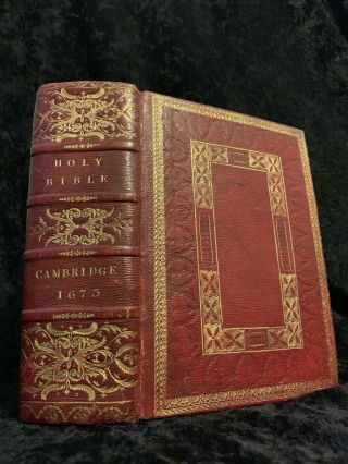 1673 King James Bible Illustrated Lavish Fine Binding Gilt Complete Rare