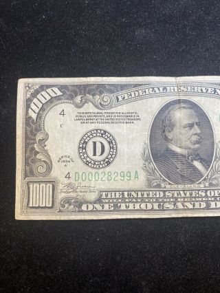 1934 $1000 (one Thousand Dollar) Bill - Ohio Rare