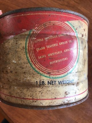 Rare Vintage Cherry Blossom Coffee Tin 1 Lb Can No Lid Michigan Grand Traverse 2