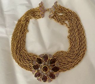 Rare Vintage Chanel 1980s 10 - Strand Gripoix Glass Pendant Necklace