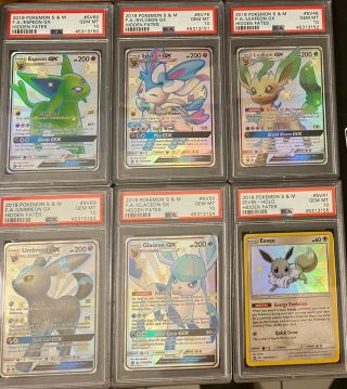Extremely Rare Collectors Dream Sequential Psa 10 Hidden Fates Eeveelutions