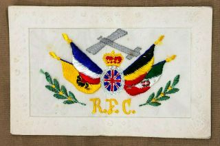 Ww1 Rfc Bi - Plane / Aircraft,  Silk Embroidered Card Plus Victory Flags Rare.