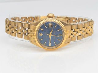 Estate $20,  000 Blue Rolex 18k Yellow Gold Ladies Watch 59g Rare