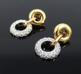 Rare Gerard 1.  50ct Perfect Cut Diamond Double Hoop Drop 18k Gold Earrings