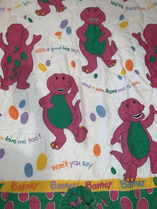 Rare Vintage 1992 Barney purple dinosaur Comforter Twin blanket EUC 3