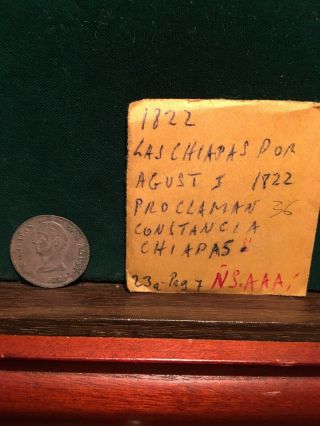 Mexico Silver Proclamation Coin Medal 1822 Chiapas Agust Rare Beauty