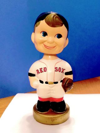 Boston Red Sox Bobblehead Boy W Gold Base 2001 Rare - Tei (twins Enterprise Inc)