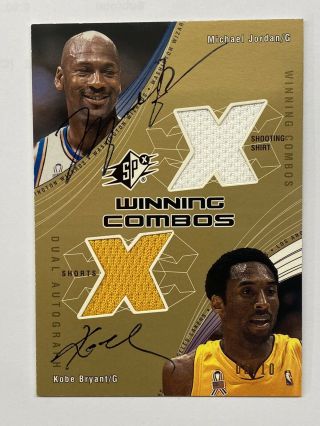 02 - 03 Spx Winning Combo Michael Jordan Kobe Bryant Dual Jersey Auto /10 Rare