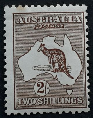 Rare 1913 Australia 2/ - Brown Kangaroo Stamp 1st Watermark Die 2