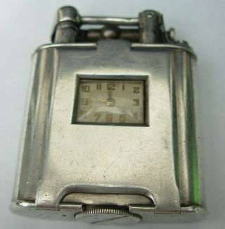 Rare Briquet Montre Dunhill Pocket Watch Petrol Lighter Solid Silver 1920 