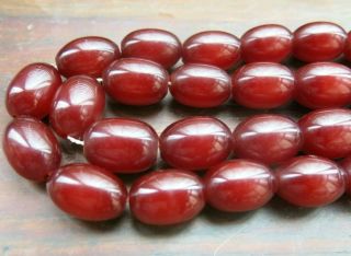 Big Huge Rare Antique Vintage Old Bakelite Faturan Beads Cherry Necklace 131 G