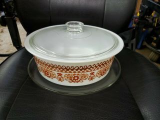 Very Rare Pyrex 664 Big Bertha 4 Qt.  Casserole W/lid And Tray Never Released