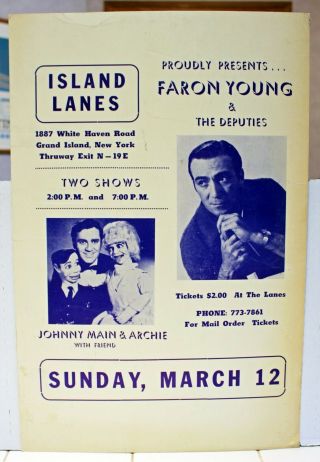 Rare Vintage Country Music Poster - Faron Young -