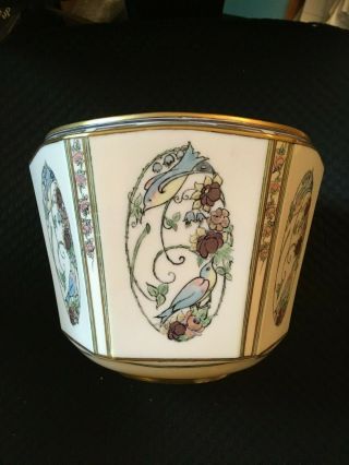 Lenox Belleek Usa Rare 6 Sided Vase Planter Hand Painted Cw Tobin 1920