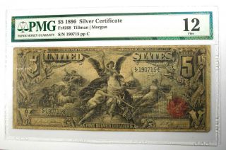 1896 $5 Silver Certificate Fr - 268 Note Bill - Certified Pmg 12 (fine) - Rare