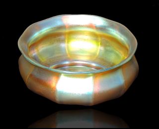 Louis Comfort Tiffany Hand Blown Favrile Glass Gold Antique Signed Lct Bowl Rare