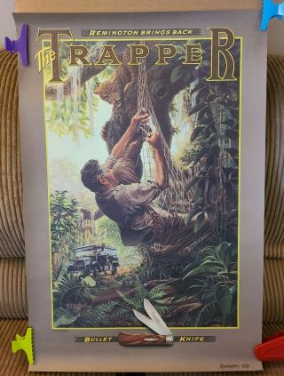 Rare Remington " The Trapper " Bullet Knife Poster 30x20