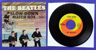 Beatles Rare 1964 Picture Sleeve / 45 Rpm Record Slowdown Matchbox Vinyl Vintage