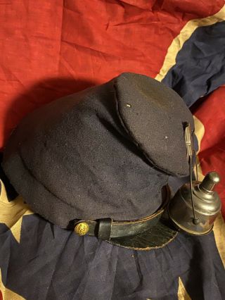 Very Rare Civil War Union Warriors Forage Cap Hat Kepi W/ Hat Oil Lamp 3