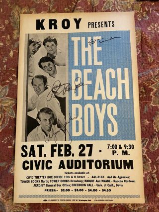 Rare The Beach Boys 1965 Poster Signed