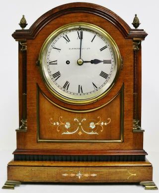 Rare Antique English Inlaid Mahogany Twin Fusee Gong Striking Bracket Clock