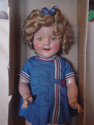 Ideal Vintage Composition 22 Inch Shirley Temple Doll In Rare Patriotic D
