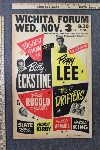 Wichita Forum Concert Poster - Rare 1st The Drifters Show (1954) 14 " X 22 " Us.