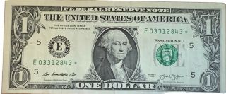 Rare 2013 $1 Star Note Uncirculated One Dollar Bill Currency