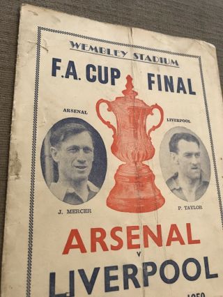 Rare 1950 F.  A.  CUP FINAL PROGRAMME - ARSENAL v LIVERPOOL 29/4/1950 Variation 3