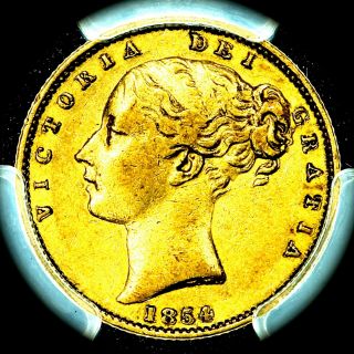 Very Rare 1854 Victoria Great Britain London Gold Sovereign Pcgs Au53