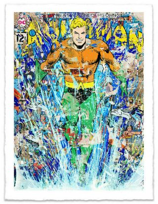 Mr.  Brainwash - Aquaman - Rare - Art Print - Signed & Numbered - 2018 - Dc Comics