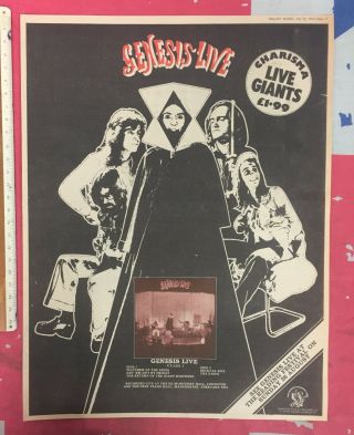 Genesis Live 1973 Melody Maker Advert/poster Top Prog Rock Imagery Rare