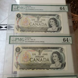 1973 Canada 1 Dollar Low Serial Number Rare In Sequence Gem Epq