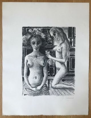 Paul Delvaux Rare Lithographie Originale 1969 Phryne Lithograph Mourlot