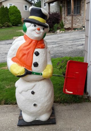 Rare 60” Giant Snowman Blow Mold.  Lights Up But Stopped Moving Last Season.
