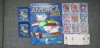 Panini Copa America 2001 Very Rare Album,  Complete Set,  2 Packs