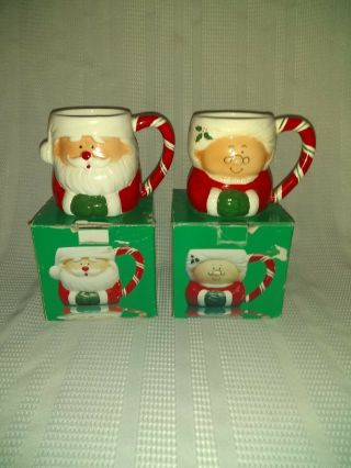 Vintage Rare Santa And Mrs Claus Mugs