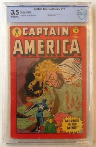 Captain America Comics 72 Cbcs 3.  5 Rare Issue; Weird Tales Cover