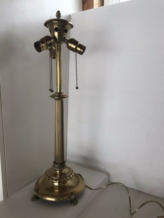Rare Duffner Kimberly Polished Bronze 3 Socket Lamp Base Circa 1900