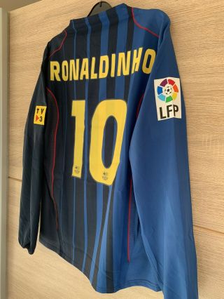 Very Rare Barcelona Fc Away Ronaldhino Match Worn Shirt 2004 - 06 Season