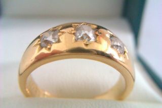 Rare & 18ct Gold & 0.  65ct Old Cut Diamonds Victorian Gypsy Ring C1882