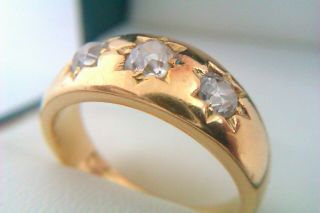 Rare & 18ct Gold & 0.  65ct Old Cut Diamonds Victorian Gypsy Ring c1882 2