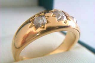 Rare & 18ct Gold & 0.  65ct Old Cut Diamonds Victorian Gypsy Ring c1882 3