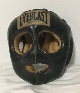 Vintage 30s Everlast Boxing Equipment Head Gear Helmet Leather Executioner Rare