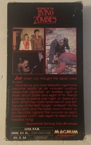 Revenge of the Living Zombies (1988) - VHS Tape - Horror - FleshEater - RARE 2
