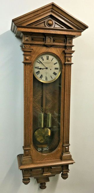 Rare Antique Lenzkirch 2 Weight Walnut Wall Clock