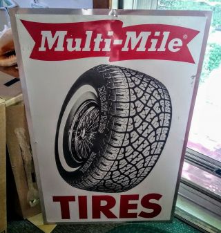 Rare Vintage " Multi - Mile " Tires Large Metal Sign.  L@@k
