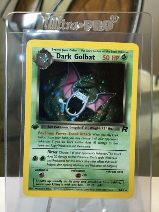 Rare Pokemon Team Rocket 7/82 1st Edition Dark Gobalt Holo